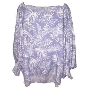 Vine & Love Tapered Smocked Cuff Round Neck Top Women's Medium